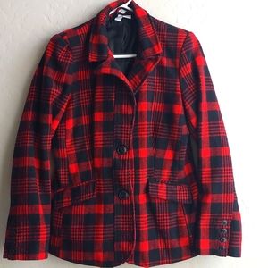 Woman's red plaid blazer